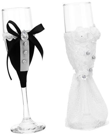 OHPHCALL Copas De Vino Para Novia y Novio Alta Para Boda Recepción Decoración De Vidrio