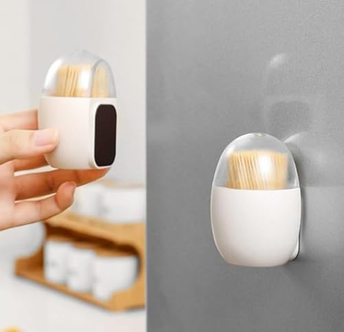 White Magnetic Toothpick Holder, Toothpick Storage Box Large Capacity Transparent Visible PP Toothpick Container for Appetizer, Olive, Barbecue, Fruit, Teeth Cleaning Toothpicks Toothpick Holders