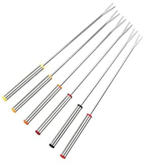 Warmhm 6 pezzi Forchette per Fonduta in Acciaio Inossidabile Resistenti al Calore per Fontana Cioccolato Formaggio e Marshmallow Arrostiti Colore Casuale Colore Casuale