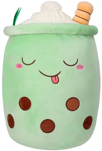 HXPLN Peluche Bubble Tea 35cm, Kawaii Peluche Boba pour Les Filles et Les Garçons, Souple Jouets Coussin Potelés pour Enfants Cadeau (35cm, Vert)