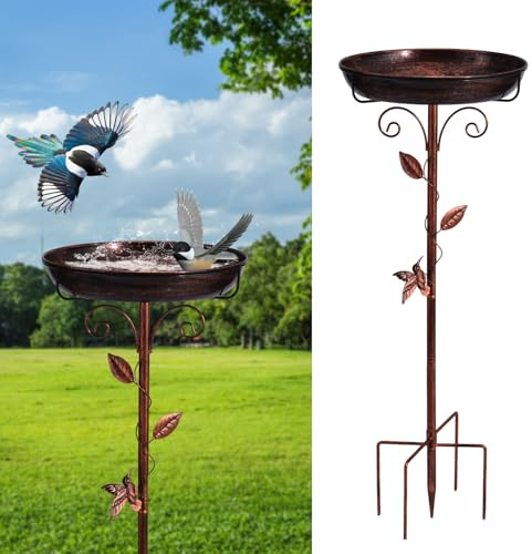 Restorgan 38In Metal Bird Bath, Vintage Freestanding Birdbaths & Birdfeeder, Bird Baths Feeder Bowl for Outdoors Garden Patio Yard Lawn Decor, Upgraded 5-Pronged Base (Antique Bronze)