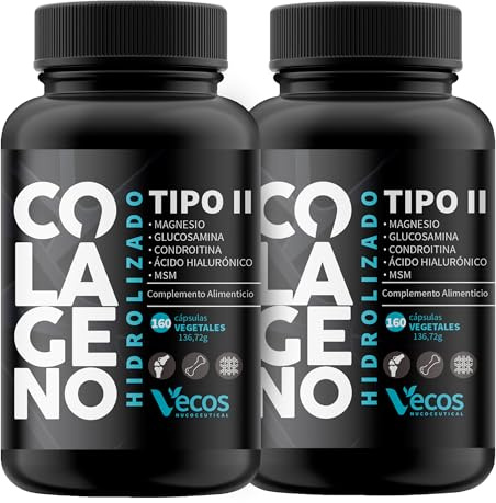 320 Cápsulas Colágeno Hidrolizado Tipo II con Condroitina y Ácido hialurónico | Ayuda a Prevenir el Dolor y la Inflamación en las Articulaciones | Efecto Antiinflamatorio