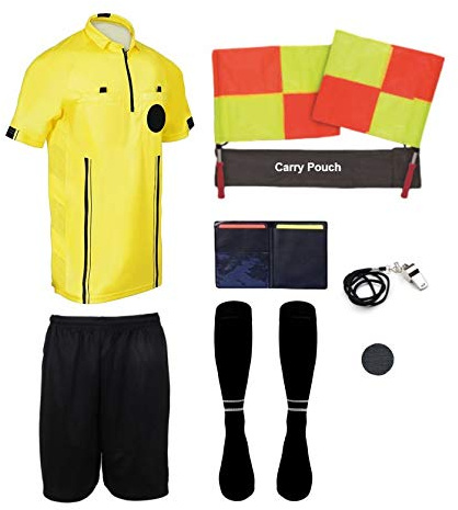 New! 2018 Pro Soccer Referee Package (9 Piece) (Yellow, Youth Large)