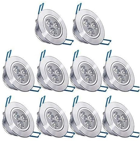 Pocketman 10 Pack, 110V 3W Dimmable LED Ceiling Light Downlight,Cool White Spotlight Lamp Recessed Lighting Fixture,with LED Driver