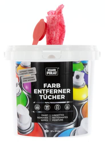 STAUBPIRAT 70 Feuchttücher - Farbentferner - Lackentferner - feuchte Reinigungstücher - Wet Wipes mit Reinigungslotion wirken gegen Farbe, Kleber, Graffiti auf glatten Flächen