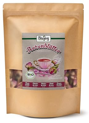 Biojoy Pétales de Rose séchées BIO (100 g), fleurs pour décoration ou rose infusion (Rosa Damascena)