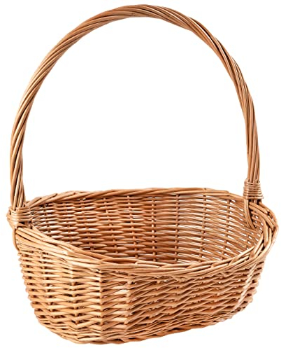 Creative Home Naturlig Oval Einkaufskorb Weidenkorb Schrägem mit Henkel | 37 x 30 x 37 cm (+/- 1cm) | Mittelgroß und Leicht | Handgeflochten | Universell und Langlebig Groß Osterkörbchen Geflochten