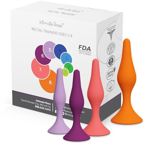 Set di dilatatori rettali per uomini e donne, strumento per terapia del pavimento pelvico, silicone di grado medico, confezione da 4, taglie 5-8
