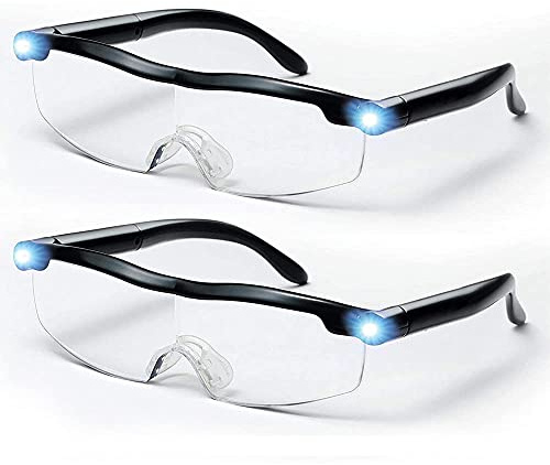 Power Zoom Max Gafas,Lente De Ampliación Para Lectura 160%,Gafas De Aumento Recargables Y Manos Libres Para Artesanías,Joyerías,Lectura,Pintura,Hobby-2 Pièces