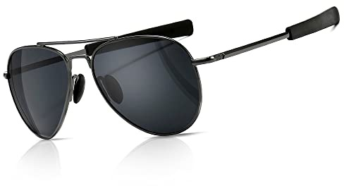 SUNGAIT Lunettes de soleil pilote pour hommes Polarisées Style militaire 100% Protection UV400 (Monture bronze/verres gris) SGT288-QH-FR