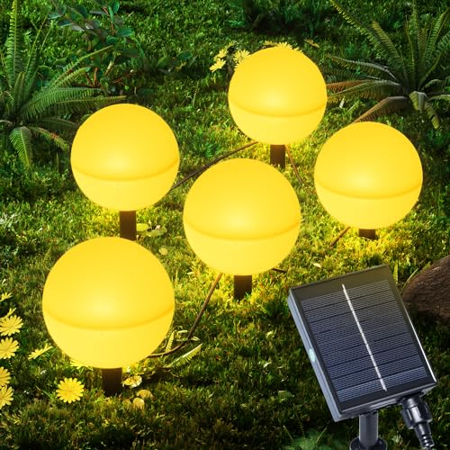 Mexllex Solarlampen für Außen Garten, 5 Stück 7 RGB Solarleuchten garten, Wasserdicht Solarleuchten Kugelleuchte Solarlampe für Garten Weg Hinterhöfe, UGL23120503