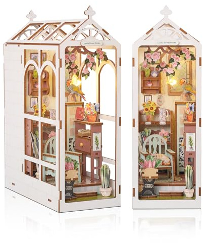 Cuteefun Book Nook DIY träbyggsats – trädgårdshus | Miniatyr dockhus-kit, bokstöd modell träbyggsats, kreativt hantverk & bokhylla-dekoration & unik gåva