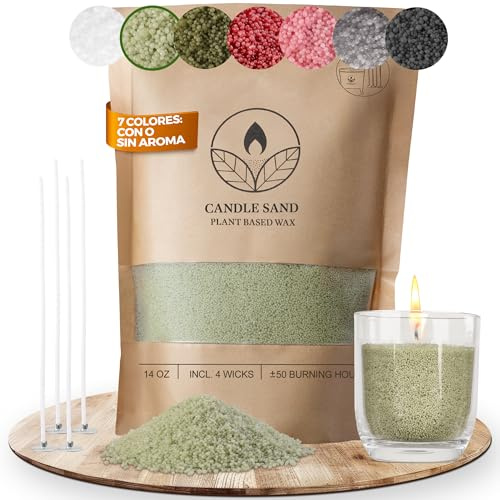 comforder Velas Perladas – Cera para Fabricación de Velas con Mechas – Set para Hacer Velas – Perlas de Cera Vegetal para Velas – Pearled Candle 400 g + 4 Mechas (Verde Claro)