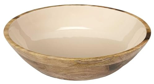 HOME DECO FACTORY, KA0572, Saladier en Bois de manguier Dune Uni, Design élégant et Naturel, idéal pour salades et Plats variés, Facile à Entretenir, diamètre 33 cm, Couleur Beige Marron