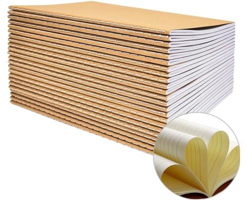YBCPACK Kraftanteckningsbok A5-linjerat, set med 20 anteckningsböcker, litet anteckningsblock med 60 sidor (30 ark), anteckningsblock för kontor, skola och resor (21 x 14 cm)