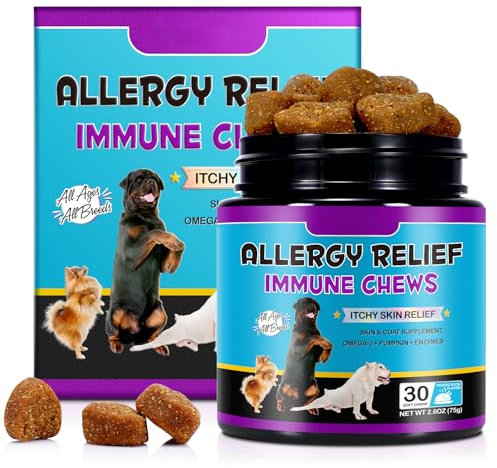 Masticare Le Allergie Del Cane - Prurito E Trattamenti Immunitari Per Pelle E Cappotto Sani, Anti-Prurito E Punti Caldi, Smettere Di Prurito,Leccare,Grattarsi,Allergie Stagionali, Grattarsi - 30Counts