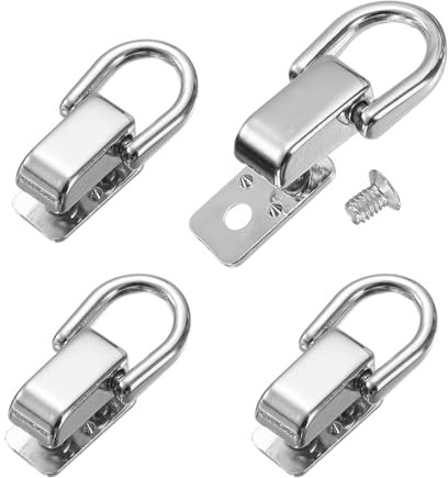 QUARKZMAN Remaches de Bola de Metal con Anillo D, 4 Piezas de Botones de Cabeza de Poste de Bola 360 Rotables con 2 Tornillos para Conector de Cadena de Bolso Artesanías de Cuero DIY (Gris)