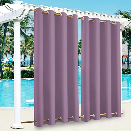 Rideau d'extérieur occultant imperméable et isolant pour jardin, terrasse, tonnelle, avec double œillets, 304,8 x 223,5 cm, lilas