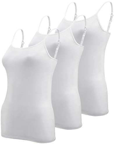 BQTQ 3 Pcs Women's Camisole Vest Tops Spaghetti Strap Undershirts Camisoles | Adjustable Spaghetti Straps Camisoles Slim Fit Basic Vest Tops for Women, Soft Seamless Layering Tops for Everyday Wear