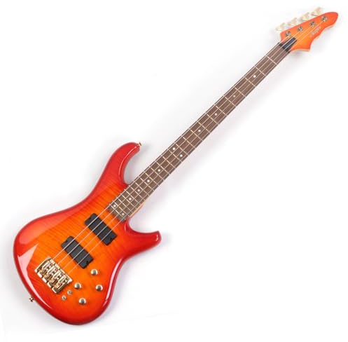 Basse électrique à 4 cordes actives coil Split Loquet érable Flame Top Manche en érable