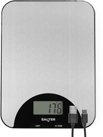 Salter Expert Bilancia da cucina elettronica, ricaricabile USB, 5 kg