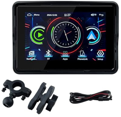 Uxsjakjsd Tableau de Bord de Moto sans 5,0 Pouces Affichage de la Navigation Numérique Android Carplay Portable