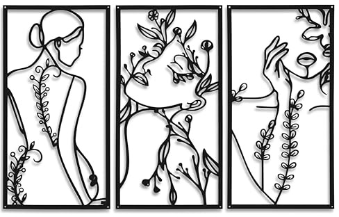 Dkant Quadri Moderni Soggiorno (30x58 cm) - Set di 3 Quadri Metallo per Decorazioni di Casa - Decorazione Parete Minimalista per Camera da Letto, Cucina e Ufficio - Wall Art - Facile Fissaggio
