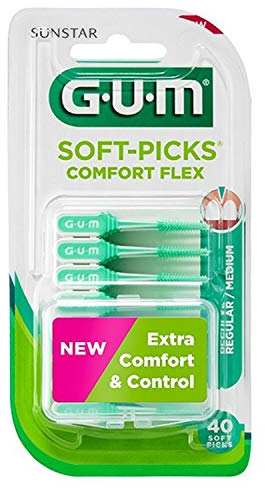 GUM 660 SOFTPICKS Comfort Flex Regular, Negro, 40 Unidad (Paquete de 1)