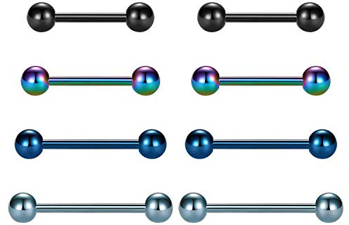 Longita Piercing Capezzoli Lingua Anelli Dritto Barbell 14G Acciaio Inossidabile Gioielli Barra 12mm 14mm 16mm 18mm