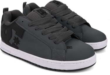 DC Men's Court Graffik Skate Shoe, Dark Grey/Black/White,16 M US