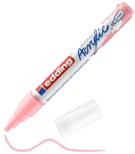 edding 5100 Marcatore Acrilico Medio, Rosa, 1 Marcatore a Vernice Acrilica Waterproof, Punta Tonda 2-3Mm, Pennnarello Acrilico per Disegno Su Tela, Carta, Legno, Marcatore Acrilico per Ciotoli
