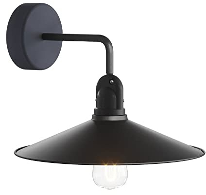 creative cables Fermaluce EIVA con extensión en L, Pantalla Swing y portalámparas estanco IP65 - con Bombilla, Negro