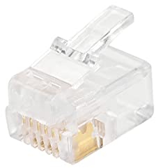 sourcing map Teléfono Modular Enchufe Macho RJ12 Conectores, Cobre Núcleo 6P6C Transparente 50uds
