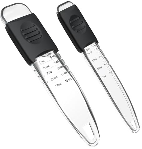 Professional Adjustable Measuring Spoons Set of 2#2258, Fits in Spice Jars, Teaspoon Measuring Spoons 9 in 1 for Dry and Liquid, BPA- free & Dishwasher Safe