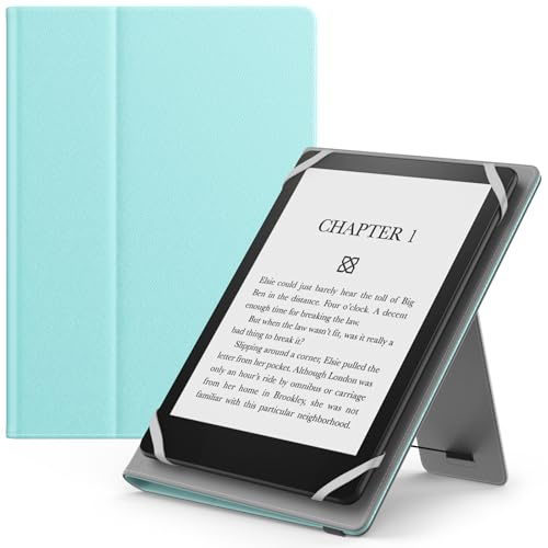Moko Funda Universal para Tablet Fire de 6 6,8 y 7 Pulgadas, con Correa de Mano y Soporte Ajustable para Tablet Fire, Kindle/Kobo/Voyaga/Lenovo/Sony Kindle eBooks e-Readers, Color Azul