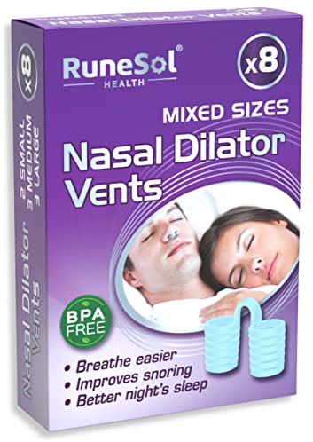 Runesol Dilatador Nasal Silicona para Dormir, 8 x Azul Mixto, Dilatadores Nasales Antironquidos, Silicone Nasal Dilator, Nariz Respirar Dormir, Respirar Bien Separador Nariz, Antironquido