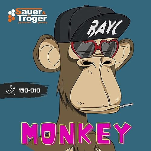 Monkey | Lange Noppe | Sauer & Tröger™ Tischtennis | OX, 0,6 mm | Rot, Schwarz, Blau (OX, Schwarz)