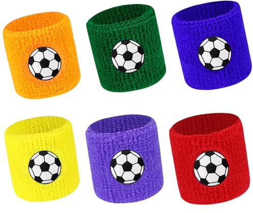 Färgglad Svettband Handled för Fotboll, Tennis, Basket - 6 Stycken för Kvinnor, Män och Barn
