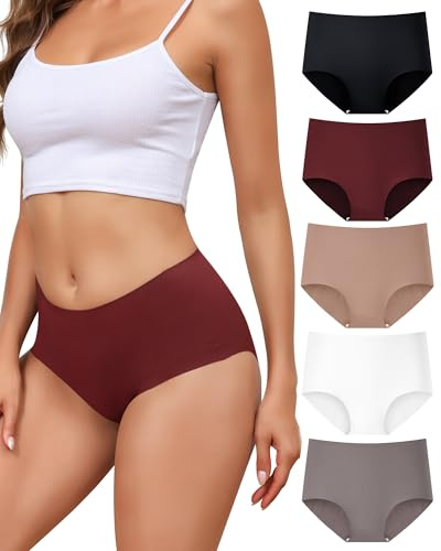 5 Biancheria Intima delle Donne Nathlos Seamless Brief Biancheria Intima Vita Media Hipster per Le Donne Traspirante Mutandine Morbide Multipack S-XL