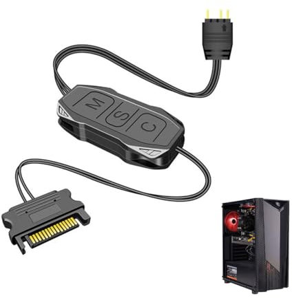 shioyoong 1Pcs 5V 3PIN ARGB Controller, SATA 15-Pin to ARGB 3-Pin, SATA Power Supply, Built-in Light Mode, LED Male Connector Splitter Cable for DIY ARGB Fans, LED Light Strip, Lighting Board