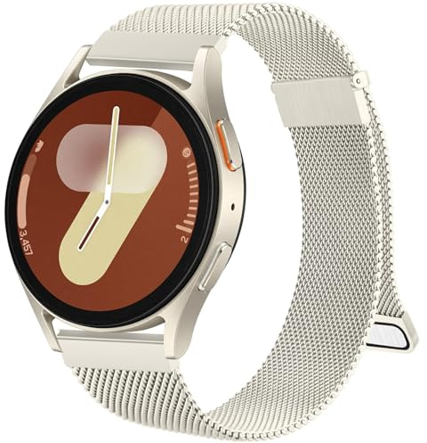 Metallarmband kompatibelt med Samsung Galaxy Watch 7, 6, 5, 4 (40–44 mm/Classic 43–47 mm/5 Pro 45 mm) – magnetisk rem (starlight)