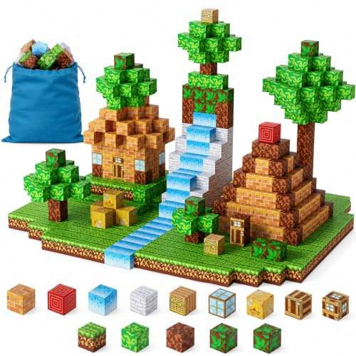 Jooyflares Magnetic Blocks, 100PCS 1-Inch Magnetic Building Cubes Forest Theme, Magnetic Tiles STEM Montessori Sensory Toys for Kids Aged 3+, Birthday for Boys and Girls