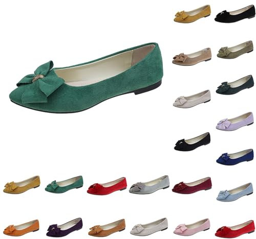 Flats Shoes for Women Size 6 Formal Casual Pumps Work Smart Office Comfort Shoes Ladies Ballet Ballerina Pointed Toe Flats Shoes Womens Ballet Shoes Green