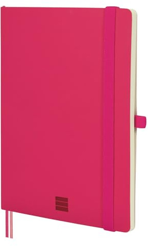 FINOCAM – Nexo Notebook Soft Cover Plain Fuchsia | A5 Notebook with Micro-Perforated Pages | Pocket and Pen Holder | 72 Pages, Ideal for Writing and Drawing
