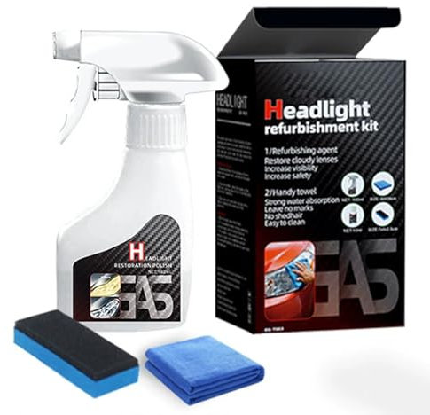 Whimsyard Headlight Restorer, Nanobrite Pro Headlight Rejuvenator, Kit de rénovation de phares Voiture, Renovateur phare voiture, Polish phare voiture avec serviette et éponge pour voitures et motos