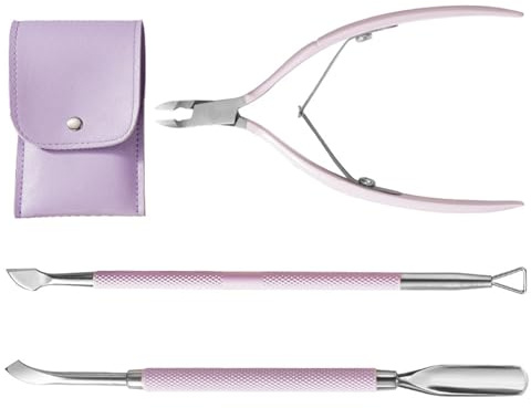our fave Cortador de cutículas con empujador de cutículas, pinza de cutículas para uñas, herramientas profesionales de manicura y pedicura con empujador, raspador de uñas