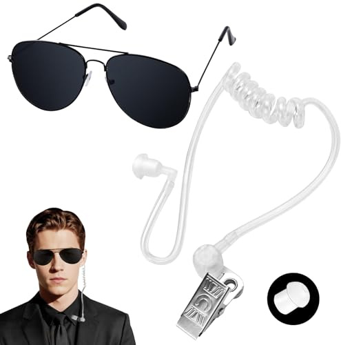 QIZHIQIAMY Kit di Spionaggio Detective, Giocattolo Spia Auricolare, Accessori per Costume da Detective con Clip Di Fissaggio, Tappi per Orecchie per Halloween e Carnevale (C)