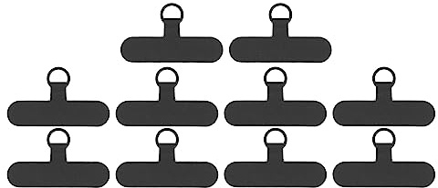 Saluaqui Telefon Tether Tab Universal Design med Stål och ABS -material för de Flesta Smartphones, Inget Lim Krävs, Förhindrar Att du Släpper, Uppsättning Av 10, Vita (Svart)