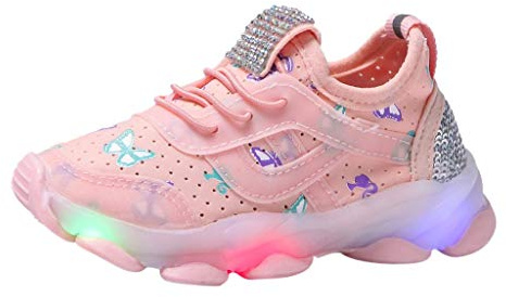 Generisch Baskets lumineuses pour bébé - Chaussures de course de sport avec lumière LED - Semelle souple respirante - Chaussures d'apprentissage confortables pour garçons et filles