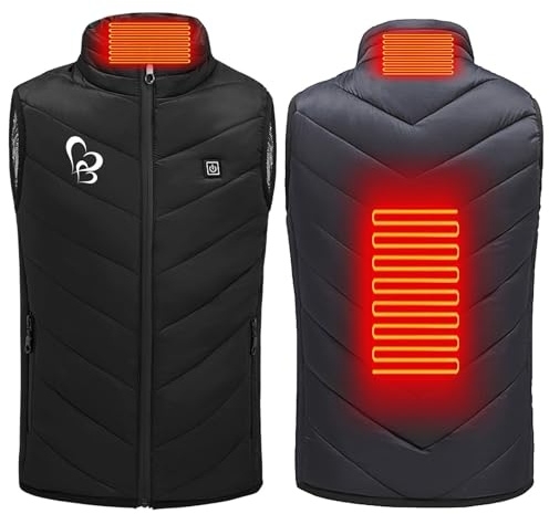 Veste Chauffante Doudoune Enfant Lavable Vêtements Chauffants Intelligents Charge USB Imprimé avec Plusieurs Zones de Chauffage et Zips pour Ski Équitation Moto Hiver Vêtement Enfants